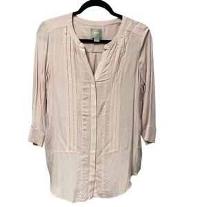 Maeve Anthropologie Pintuck 3/4 Sleeve Top Light Pink Womens 6